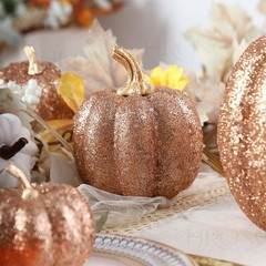 7PCS Assorted Size Gold Glitter Pumpkin Set for Fall and Halloween Decor