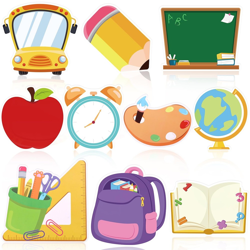 60 PCS Back To School Cutouts Bus Pencil Paper Classroom Bulletin Board Decor
