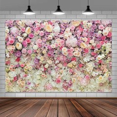7x5ft Pink Rose Floral Flower Wall Backdrop Girls Wedding Birthday Bridal Shower