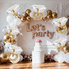 6 Pcs Diamond Ring Balloons Foil, Large Engagement Ring Balloon Marriage Wedd…