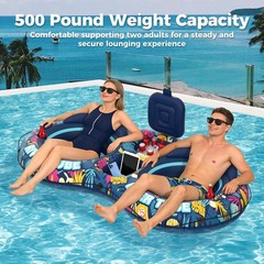 Pool Floats Adult, 2 Person River Tubes Inflatable 5-in-1 Heavy Duty River Ra…