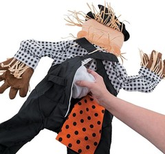 Large Stuffable Scarecrow in Witch Hat Fall / Halloween Porch Sitter 40″H #147