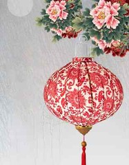 Chinese Floral Hanging Lantern Outdoor Cloth Round Lantern Festival Party Decor