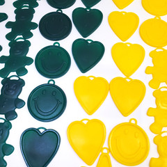 43 Plastic Balloon Weights Green Yellow Star Bear Heart Smile Vintage Zibi-Core