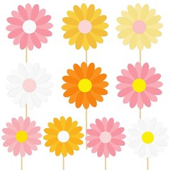 12 PCS Daisy Theme Centerpiece Sticks Groovy Spring Flower Table 70s Hippie