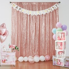 Rose Gold Sequin Backdrop Curtain 2 Panels 2FTx8FT Glitter Rose Gold Background