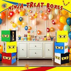 6 Pcs Ninja Birthday Party Decorations Karate Large Boxes for Game Party Decor M