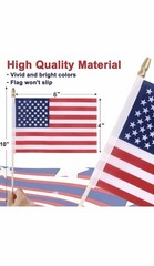 50Pack Small American Flags on Stick 4×6 American Hand Held Stick Flags SpearTop
