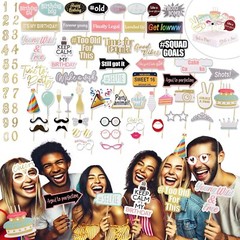 70pcs “ No Diy “ Birthday Photo Booth Props For All Ages “ Multi Colored “ Box S