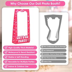4.5FT Life Size Doll Photo Booth with 9Pcs Photo Props, Pink Princess Party D…