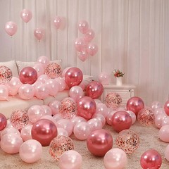 Valentines Day Balloons Kit, 101 Pack Rose Gold Pink Heart Balloons with Rose…