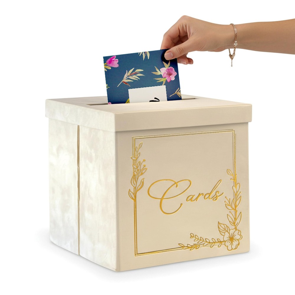 Wedding Card Box – 9″ x Collapsible 9 inches x 9 x 9 inches, White