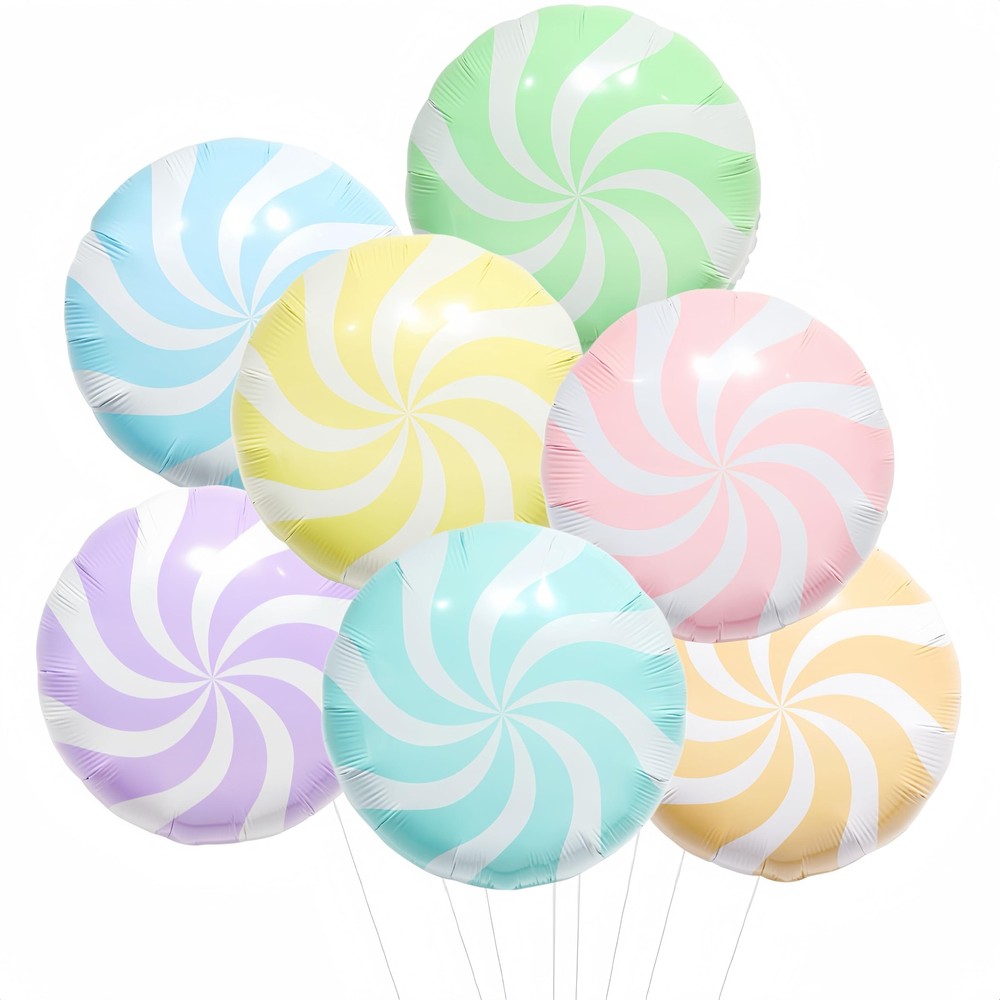 7 Colors Macaron Candy Balloons 18 Inch/Round Lollipop Foil Balloons for Spri…