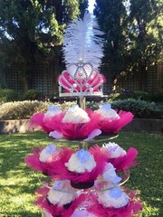 Deluxe wedding birthday party cake tutu decorations pink white black purple