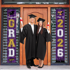 Graduation Banner 2026 Graduation Decorations Purple and Gold Grad Banner Porch