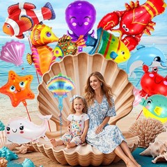 16 Pcs Ocean Animal Balloons, Under The Sea Balloons, Fish Lobster Octopus St…