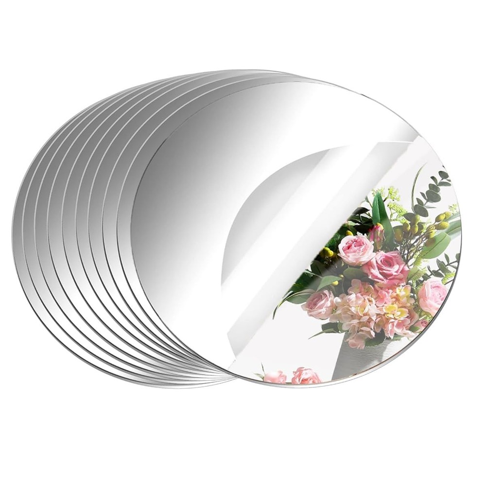 10 Pack Round Mirrors for Centerpieces, 8 inch Circle Mirror Centerpieces for…