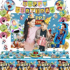 Cartoon Birthday Decorations Party Supplies Banner Balloons Plates Backdrop