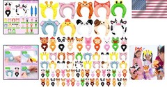200 Pcs Inflatable Animal Party Set with Headbands & Balloons for Kids Fun