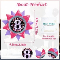 Handmade It’s My 8th Birthday Button, 8th Birthday Button Pins for Girls, Hot