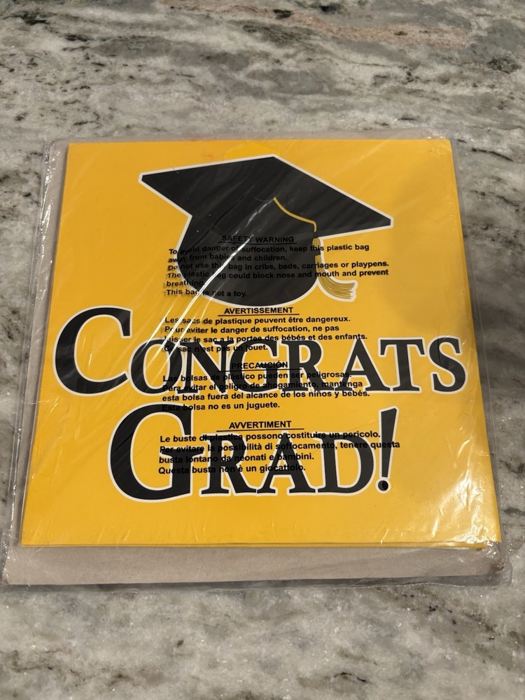 Creative Converting Graduation Card Box Yellow Black Cardboard Party Decoration