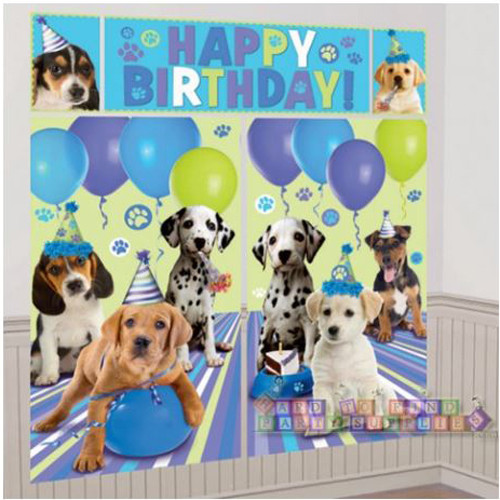 PUPPY PARTY GIANT SCENE SETTER WALL DECORATING KIT (5pc) ~ Dog Birthday Supplies