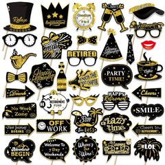 Retirement Party Photo Booth Props Kit – 37pcs Photo Props 1 Frame Glitter Re…