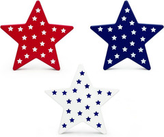 4Th of July Table Decorations 3 PCS, Fourth of July Red White Blue Wooden Star D