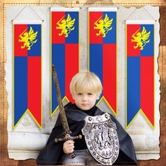 4 ft Medieval Fantasy Pull-Down Banner – Lion Design Party Decor, Castle Theme,