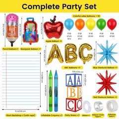 109 Pcs Back to School Decoration Kit Balloon Garland Arch Kit with School Bu…