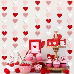 Valentines Decorations Red Pink White Rose Gold Glitter Heart Garland Strings…