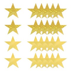 24 Pcs Stars Cutouts, 6 Inch Double Printed Paper Stars, Gold/Laser Gold