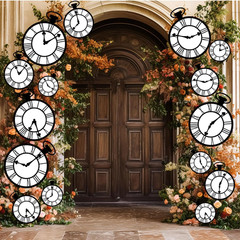 Wonderland Tea Party Decoration Clock Hanging Banners Wonderland Spring Themed G