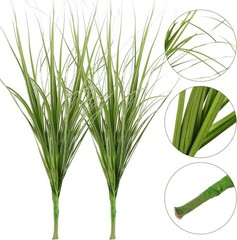 PRETYZOOM 12pcs Artificial Plants, 11.8» Plastic Onion Grass Shrubs, Green