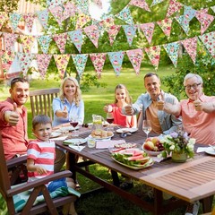 49 Ft 60 Pcs Tea Floral Party Bunting Decor Outdoor Bunting Banner Floral Pen…