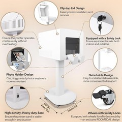 Photo Booth Printer Stand with Wheels Heavy Duty Metal for Wedding,Party & Event