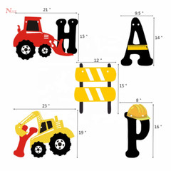 Birthday Party Decoration, Construction Themed Banner & Dump Truck Balloons Set