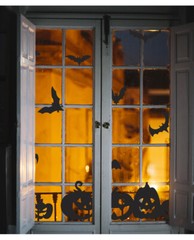 Halloween window stickers, pumpkin decorations, spooky bats, decals