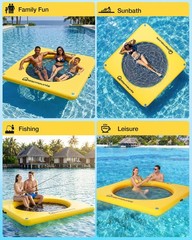 Inflatable Floating Dock, Non-Slip Water Hammock with Mesh Center, 600lbs Cap…
