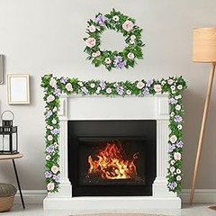 2PCS Artificial Flower Garlands 6FT Fake Silk Rose Vine Hanging Rose Ivy Vines