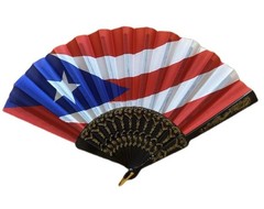 8 Inches Puerto Rico Folding Fabric Hand Fans Patriotic Country Flag Design f…