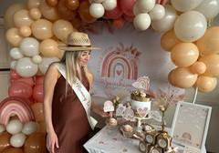 408 PC Boho Baby Shower Set – Backdrop, Balloon Arch, Plates, Napkins & More!