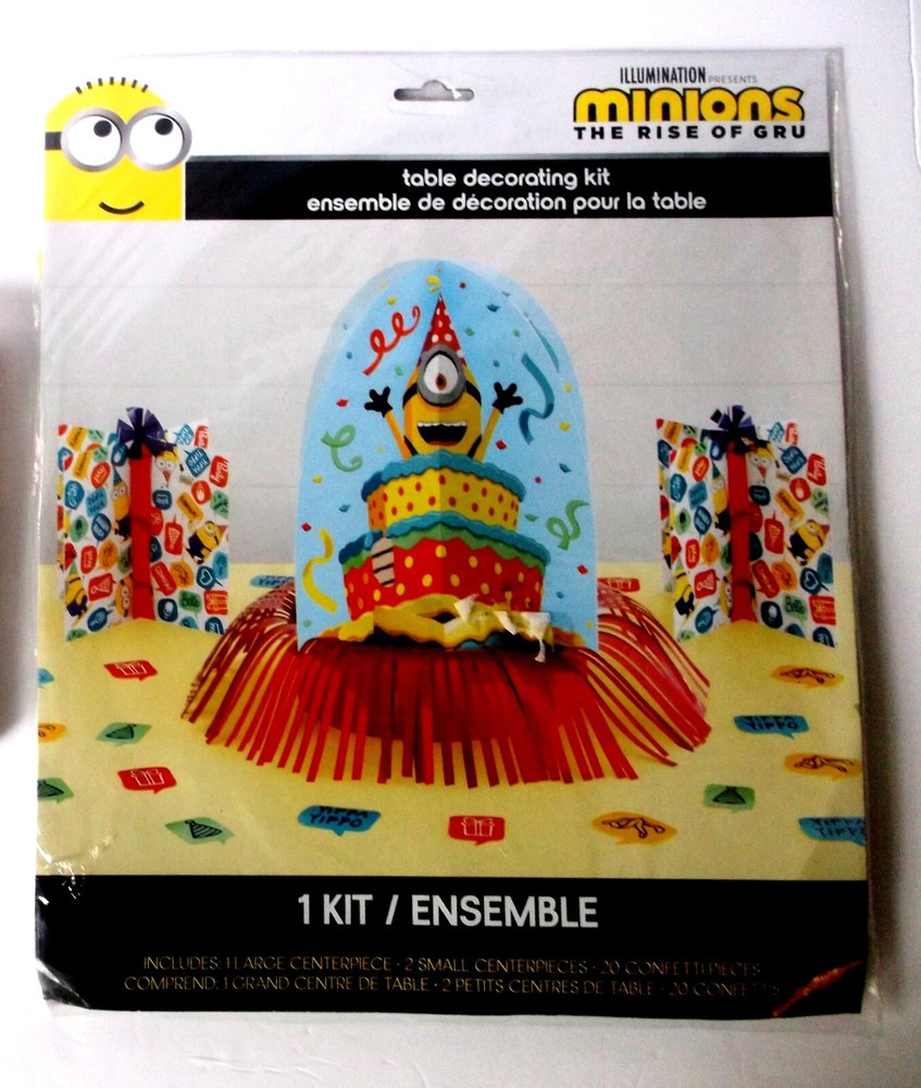 23 Piece Minions The Rise Of Gru Table Decorating Party Kit Birthday Party