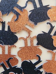 Halloween Witch Cauldron Die Cut Sparkle Black Orange Glitter Confetti 30piece