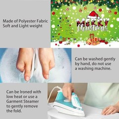 Merry Christmas Backdrop Banner – Green Cartoon Theme – 8x6ft – Christmas Party