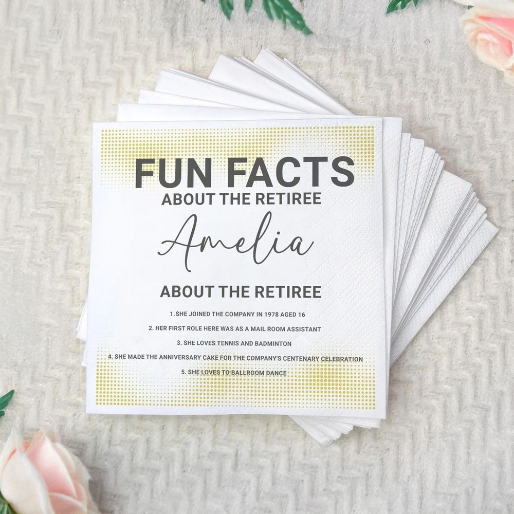 Custom Retirement Fun Facts Napkins Personalized Party Decor SATTNA0702