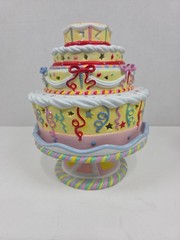 Partylite Birthday Celebration Cake & Base Porcelain Tealight Candle Holder 7.5″