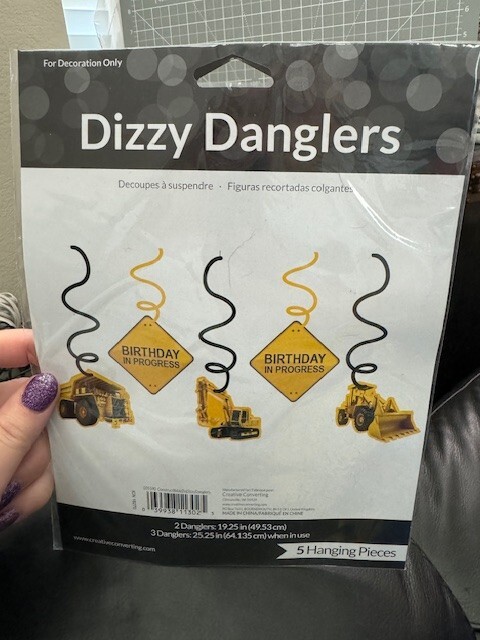 Construction Zone Hanging Danglers 5 Pack 24″ Long Foil Paper Party Decoration