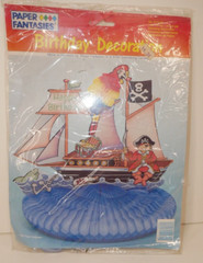 1992 Pirate Birthday Decorations Honeycomb Paper Fantasies NOS Ship Parrot