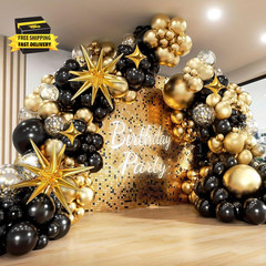 Black and Gold Balloon Arch Kit 117 PCS, Gold and Black Party Decorations, 2026